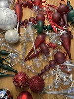 Glass Christmas Ornaments - Red, Green, Clear & Silver