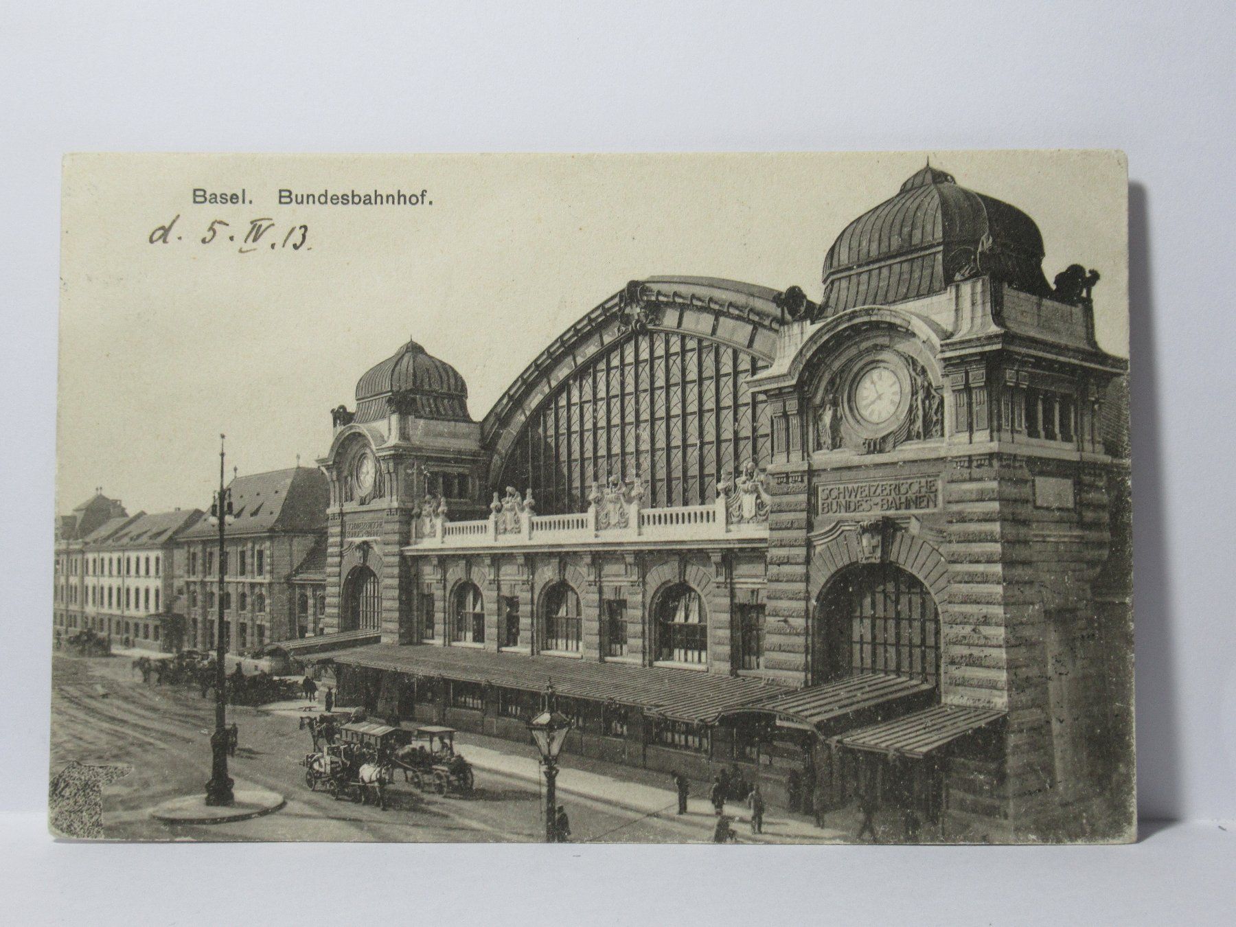 Cartoline postali: Basel , Bundesbahnhof , Pferdekutschen  1913 – Usato da Grenchen venduto da Bluemchen1900 1