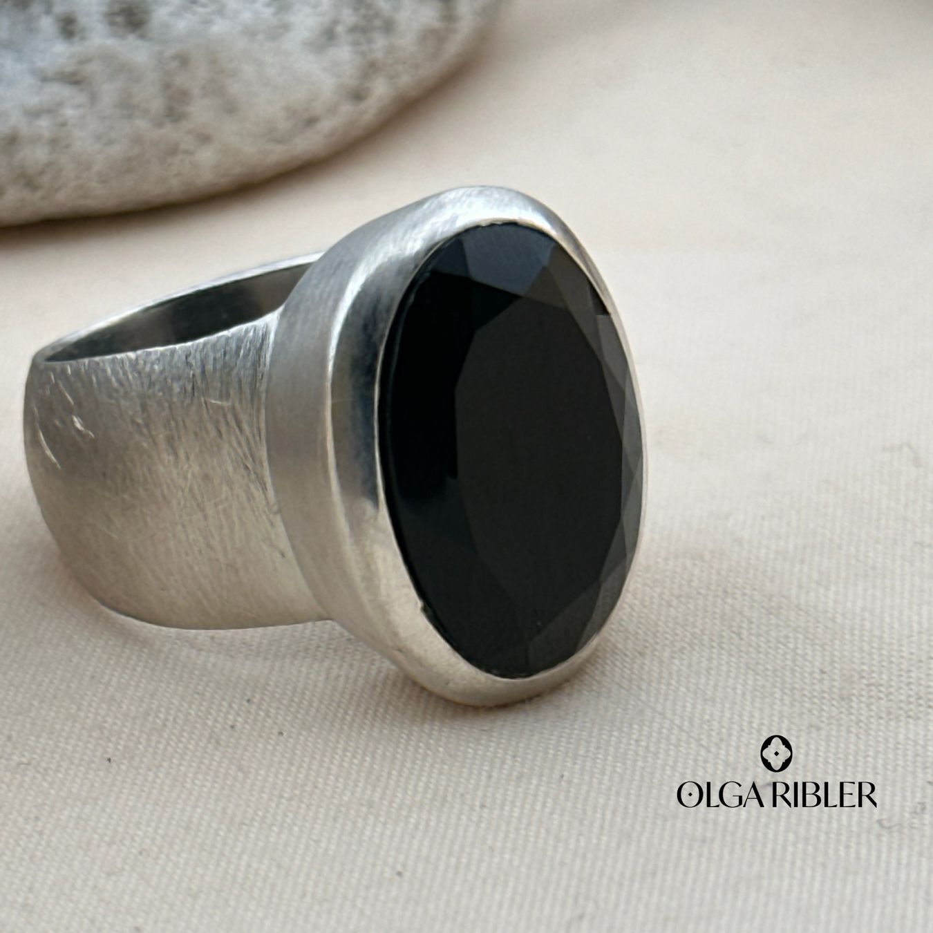 Olga Ribler Ringe: Silber Ring 925 mit Onyx Grösse 53 – Neu (gemäss Beschreibung) aus Luzern von Schmuckoutlet 1