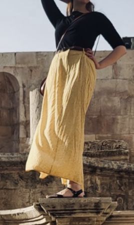 Yellow patterned maxi skirt promod