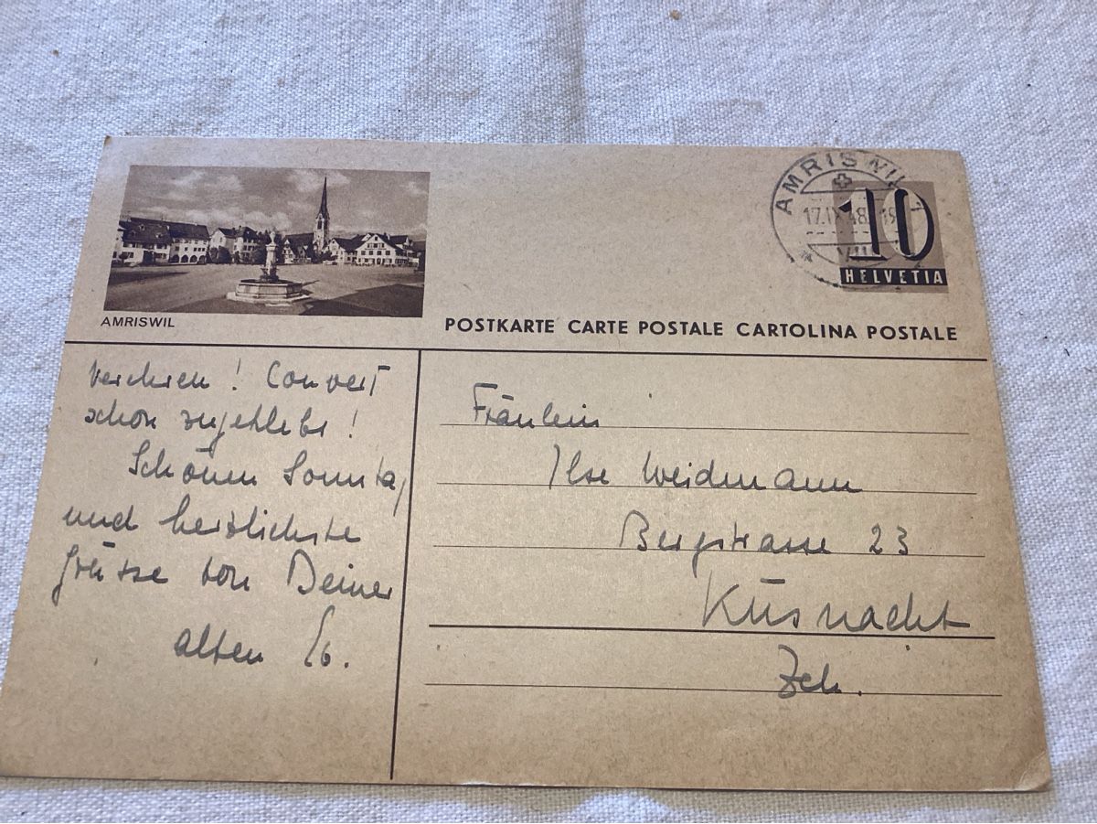 Cartoline postali: Entier image et oblitération  Amriswil 1948 – Usato da Luc (Ayent) venduto da Rebouille 3