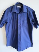 Chemise bleu marine à manches courtes, Homme L 100% coton