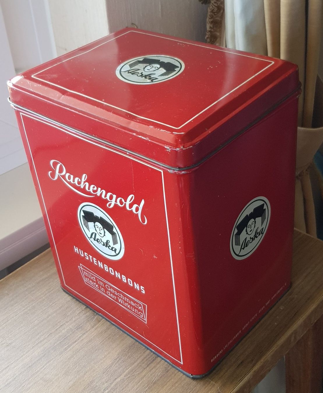 Barattoli: Blechdose 1950er - Rachengold Hustenbonbons – Usato da Mörschwil venduto da antiksalon 2