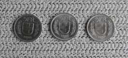 *3Stück Schweizer 5Franken Silber Jg.1965,1966,1967 schön