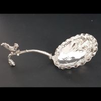 Rahmlöffel Silber Antik mit Huhn