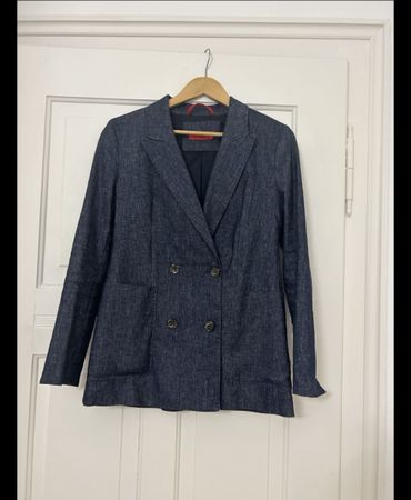 Blazer in Lino e cotone, color jeans, Max&co, taglia IT42