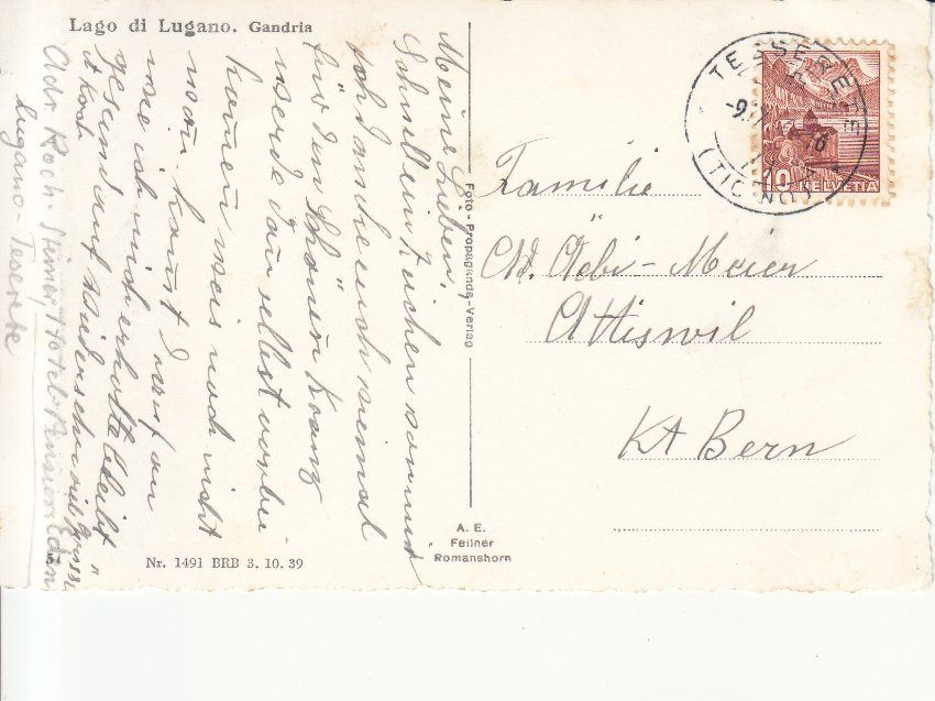 Cartoline postali: Gandria 1946 – Usato da Bürglen TG venduto da StampGraf 1
