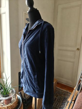 ORLEBAR BROWN navy blue terry cotton hoodie full zip S