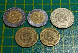 5 Münzen aus Peru