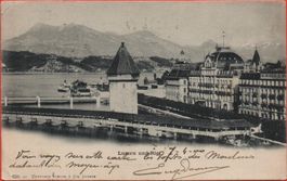 LUZERN und Rigi, Kapellbrücke 1900,  Dampfschiff