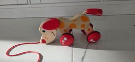 Nachziehtier Holzspielzeug Hund bunt guter Zustand