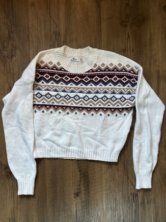 Pull Hollister à motifs – Blanc – Taille XXS – Très bon état