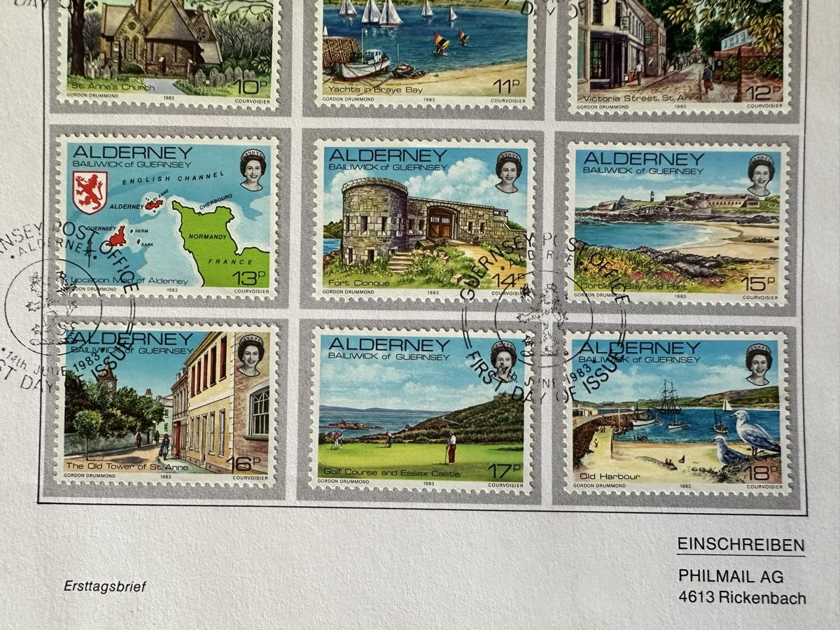 Tutti i francobolli: Guernsey - 1983 Alderney FDC – Usato da Schmitten / FR venduto da Samsara169 2
