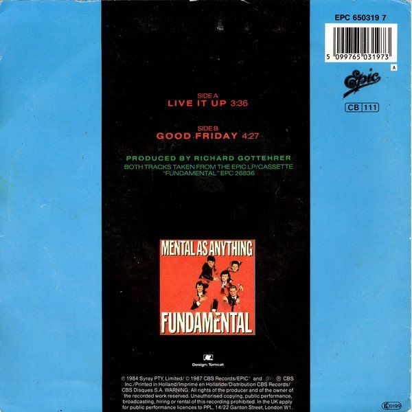 Dischi in vinile: Mental As Anything: Live It Up 7" – Usato da Steinhausen venduto da Vilivinili 1