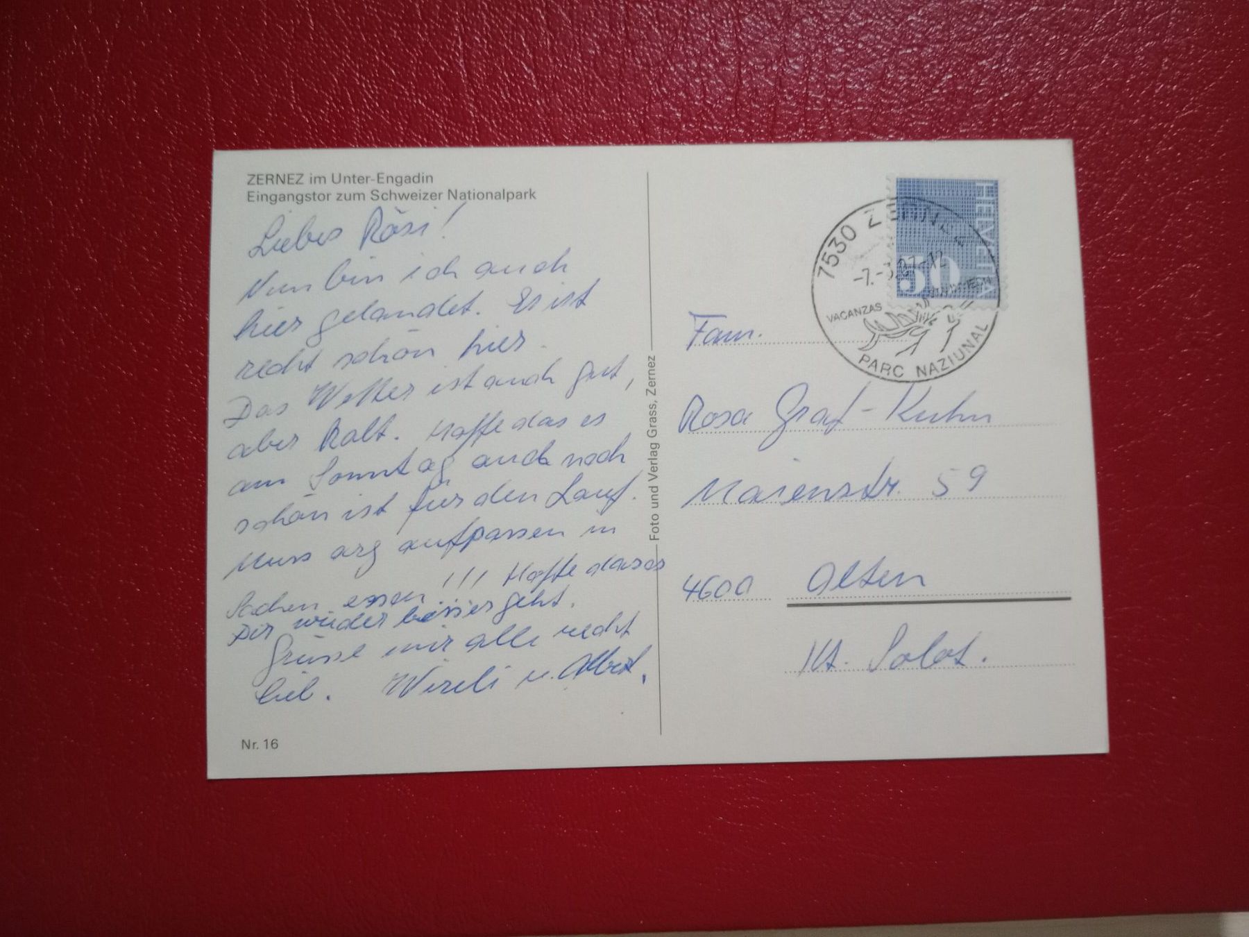 Cartoline postali: Zernez Engadin Winter 1987 – Usato da Küttigen venduto da Melisch1000 1