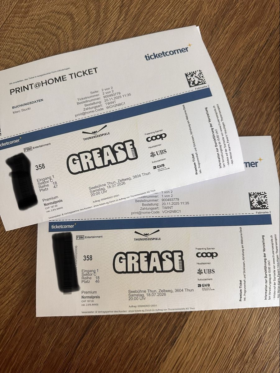 Biglietti: Grease Thunerseespiele Premium – Nuovo e nell'imballaggio originale da Koppigen venduto da aarelounge14