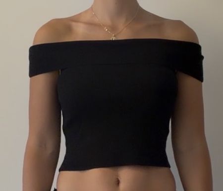 Black H&M Off-Shoulder Crop Top Size S