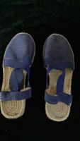 Espadrilles blau mit Bastsohle gebrauchter Zustand