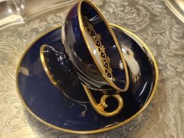 Ilmenau Echt Kobalt Teetasse mit Goldrand