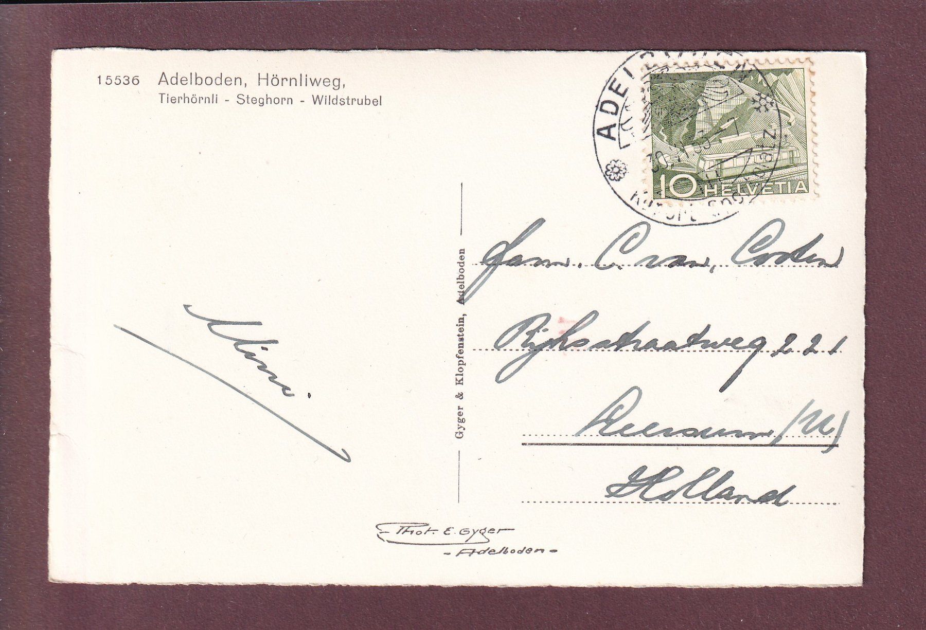 Ansichtskarten: ADELBODEN - Hörnliweg - 1953 – Gebraucht aus Pully von nicecards 1