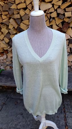 Damen Pullover Nove Marzo hellgrün Leinen 38 (eher grösser) 