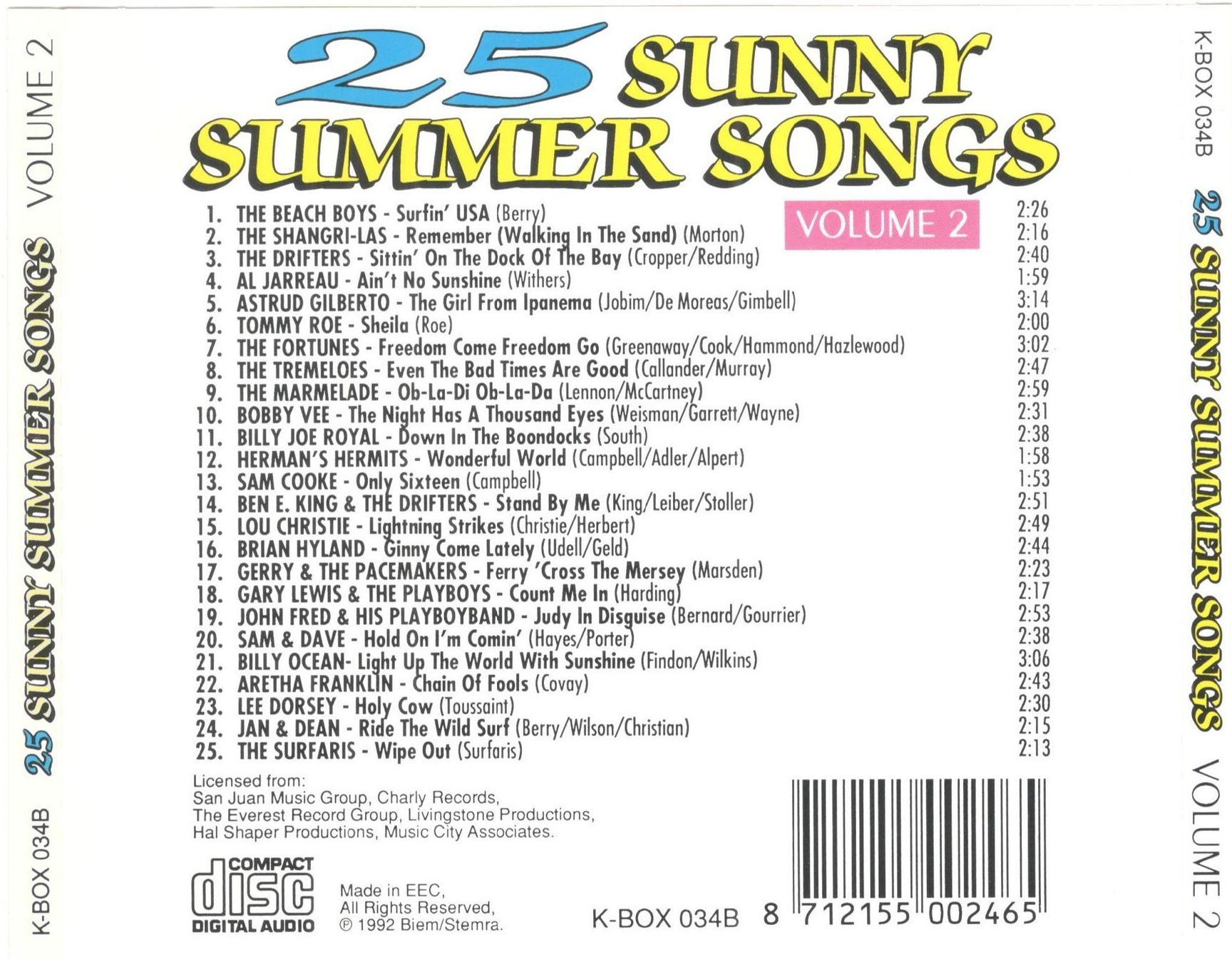 CD: 25 Sunny Summer Songs CD Vol. 2 – Usato da St. Margarethen TG venduto da ursk10 1