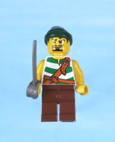LEGO Minifigur Pirate Green / White Stripes, Reddish Brown L