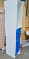 Schmales Büro-Regal, weiss/blau, 4 Schubladen