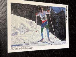 Signierte Autogrammkarte Christine Gilli-Brügger Ski