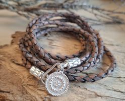 AMY - Lederarmband - Sterling Silber - braun