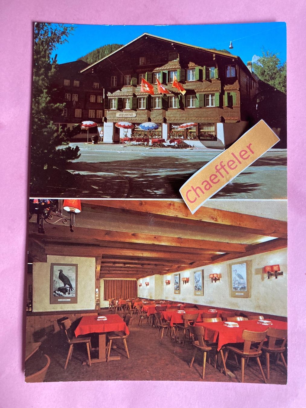 Ansichtskarten: Restaurant Alpenrösli, Saanen. – Gebraucht aus Zürich von Chaeffeler