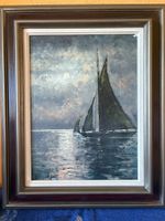 Gemälde Segelschiff auf See signiert und datiert  1980