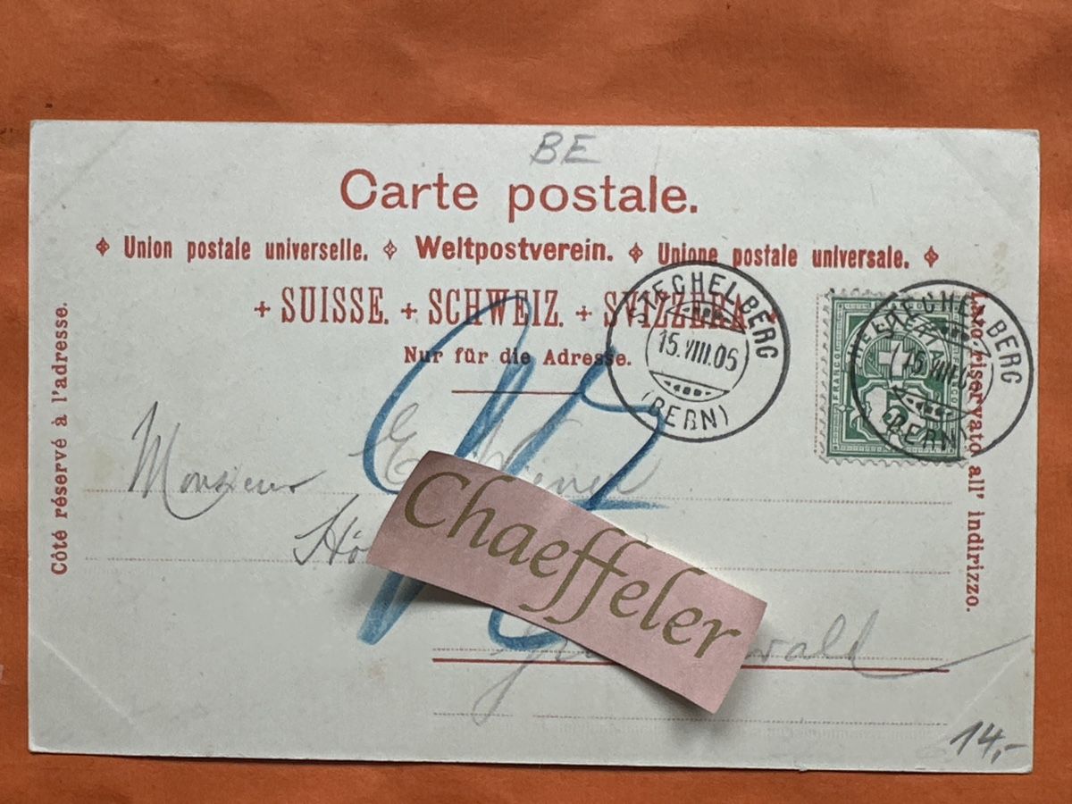 Ansichtskarten:  Stechelberg, datiert 14.8.1906 – Gebraucht aus Zürich von Chaeffeler 1