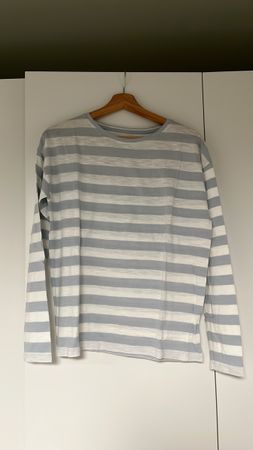 Langarmshirt gestreift hellblau weiss