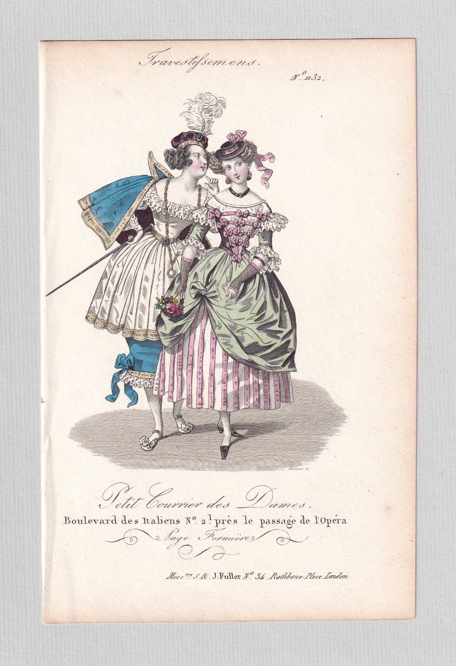 Incisioni: MODE, BIEDERMEIER, LITHOGRAPHIE UM 1840 – Usato da Grüningen venduto da Kartensammler 1