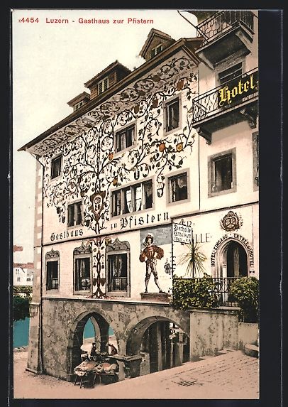 Cartoline postali: Luzern, Gasthaus zur Pfistern – Usato da Berlin venduto da bartko-reher