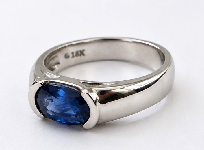 Anelli: Bague or blanc 18K saphir 1.81 carats – Nuovo (secondo la descrizione) da Sion venduto da A-L-HB 1