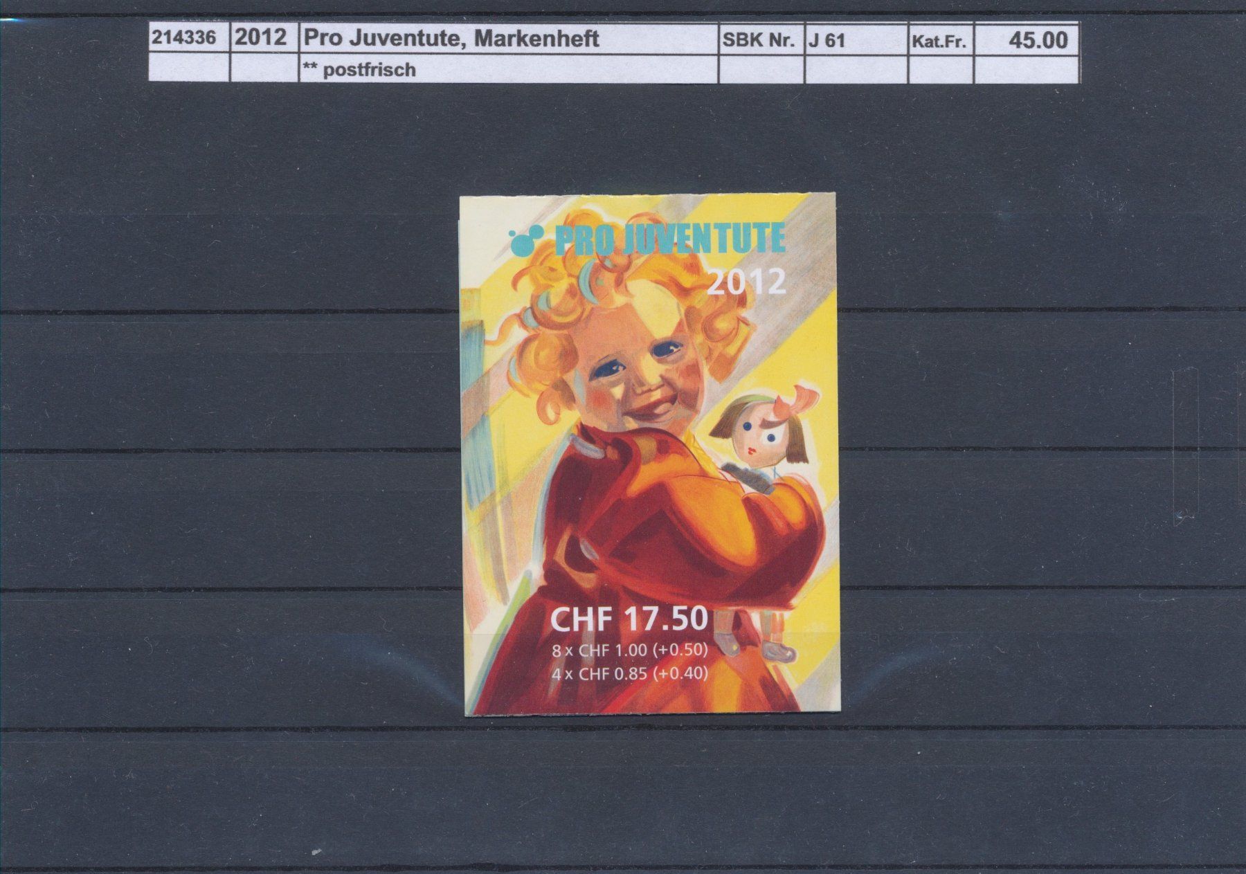Alle Briefmarken: 2012 Pro Juventute, Markenheftchen, ** postfrisch – Neu (gemäss Beschreibung) aus Winterthur von Zupogeru