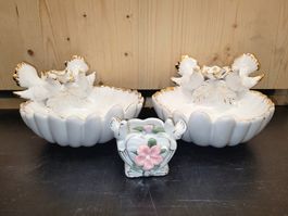Ensemble décoratif vintage - motifs colombes et rose🕊️🌸