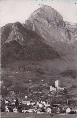 Cartoline postali: Sargans - Ortsansicht mit Gonzen. 1952 – Usato da Schlieren venduto da Rapaelli
