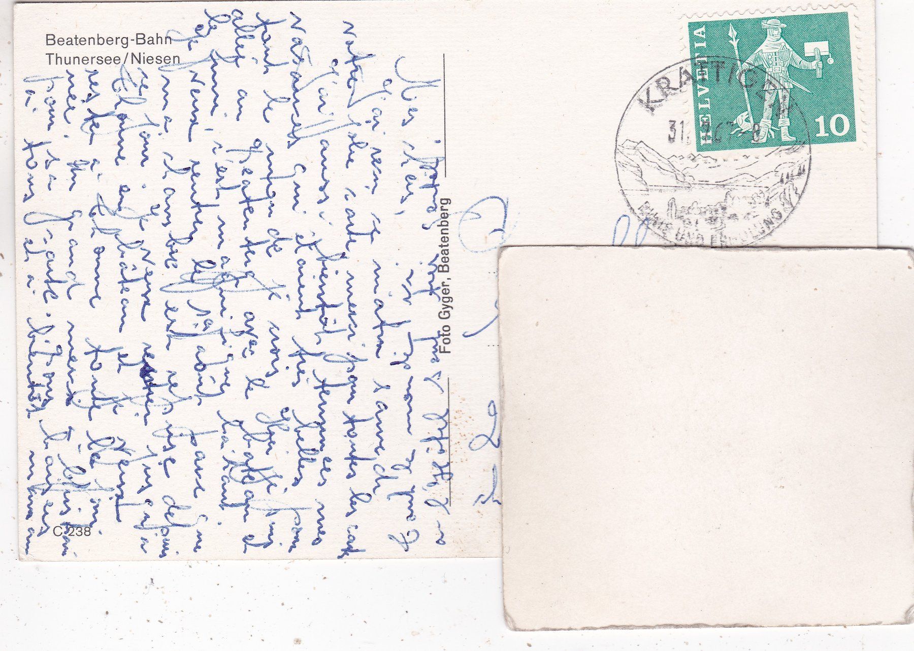 Cartoline postali: Beatenberg Bahn Thunersee Niesen 1967 – Usato da Herisau venduto da Lisegrat2008 1