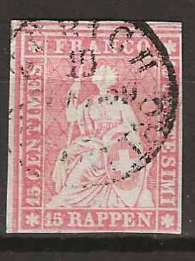 Alle Briefmarken: CH024g - Strubel 24g obl. – Gebraucht aus Trélex von Phil_Albert