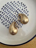 Gold Tone Teardrop Earrings - Bottega Veneta style