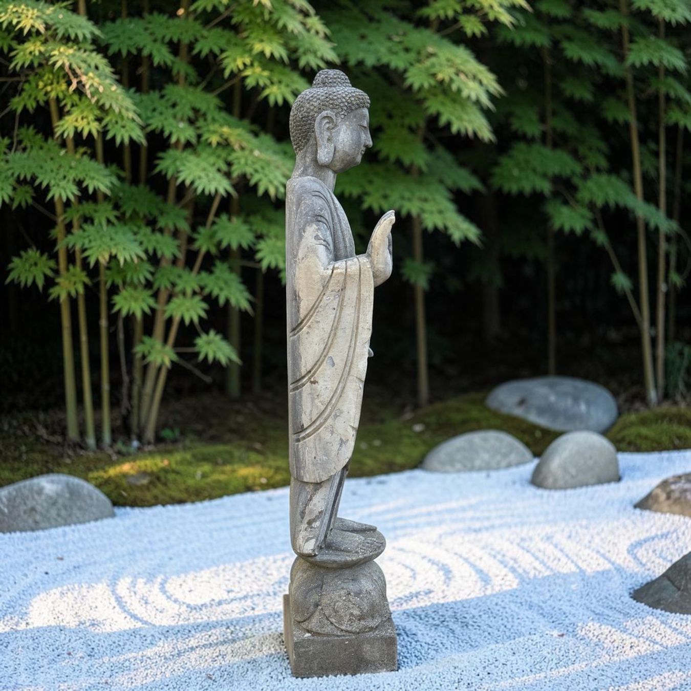 Skulpturen & Statuen: Alte Naturstein Buddha Statue Garten Steinfigur stehend – Gebraucht aus Hilpoltstein von asienlifestyle888 4