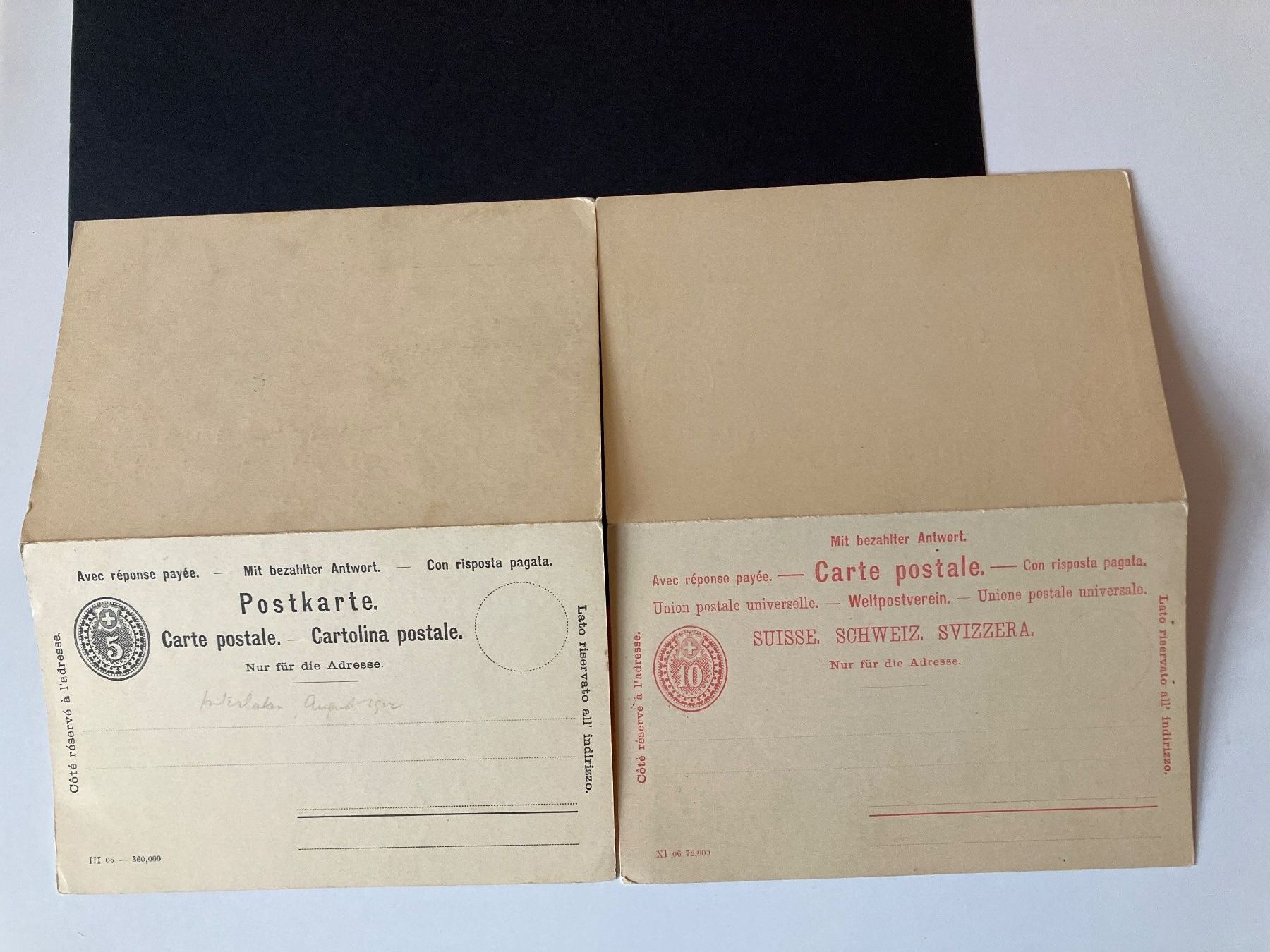 Tous les timbres: 2 alte Postkarten mit Antwortteil – D'occasion à Baar par Ramona10 1
