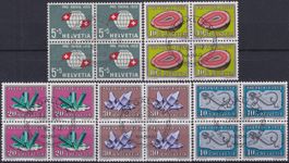 1959, B91-B95, Viererblöcke gestempelt NABAG ST.GALLEN, 60.-