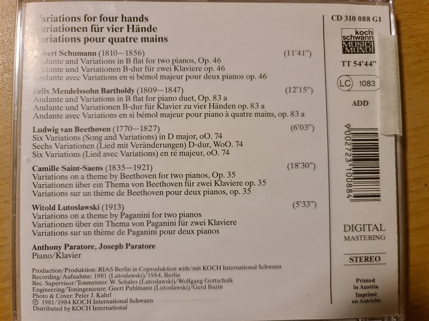 CDs: Anthony and Joseph Paratore – D'occasion à Dintikon par Vexi 1