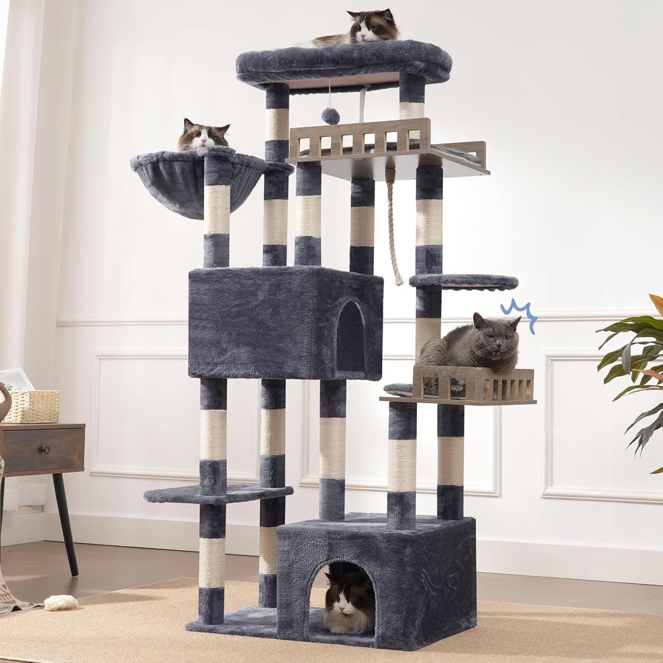 Tiragraffi: Kratzbaum 174cm Große Katzen Hängematte 2 Höhlen – Nuovo e nell'imballaggio originale da Schaffhausen venduto da AllesMussRaus60 8