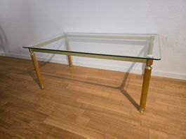 Vintage Glastisch / Couchtisch (Messing-Optik)
