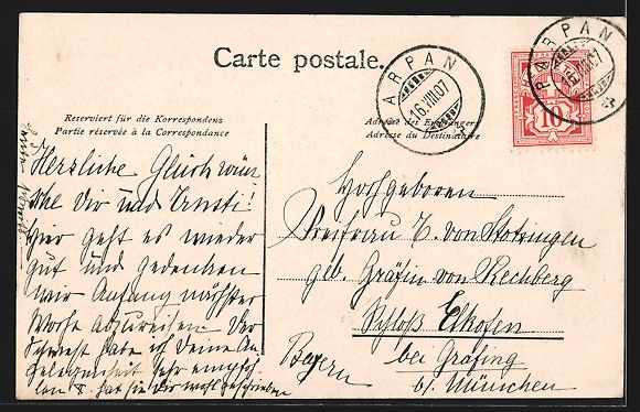 Cartoline postali: AK Parpan, Ortsansicht, 1907 – Usato da Berlin venduto da bartko-reher 1